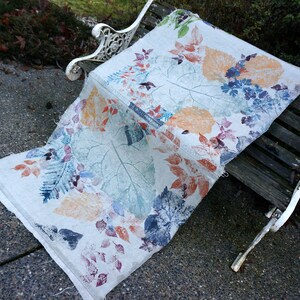 Floor Cloth/Canvas/Botanical Natural Forest Leaf Prints/Hand Painted/Home Decor/Nature/Upcycle/Outdoors/Wild Flowers/Floor Cloth