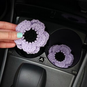 Car Coasters Crochet Anemone Flower, Goth Car Accessories, 16th Birthday Gift Cute