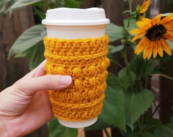 Crochet Drink Sleeve, Reusable Cup Cozy Gift Handmade Coffee Cuff