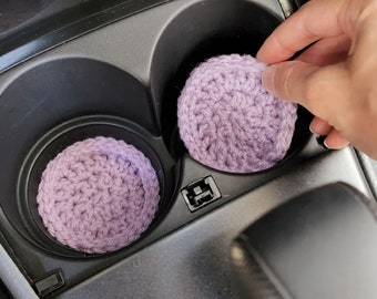 Absorbent Car Coaster Set - 2 Cup Holder Coasters, Crochet Car Accessories