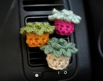 Crochet Plant Succulent Car Accessories, Vent Clip Charm Cactus Decor