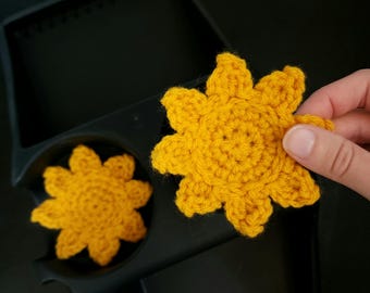 Sun Car Coaster Set, Golden Yellow Sun Cup Holder