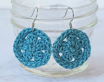 Cottagecore Earrings Crochet, Blue Earrings Lightweight, Jewelry Gift for Bridesmaids