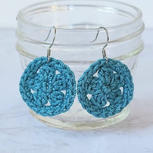 Cottagecore Earrings Crochet, Blue Earrings Lightweight, Jewelry Gift for Bridesmaids image 1