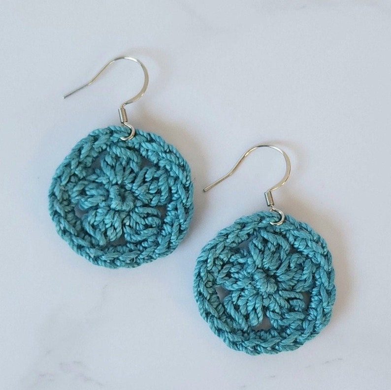 Cottagecore Earrings Crochet, Blue Earrings Lightweight, Jewelry Gift for Bridesmaids image 2