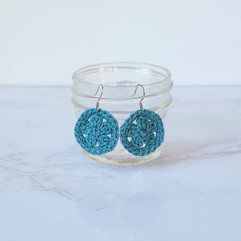 Cottagecore Earrings Crochet, Blue Earrings Lightweight, Jewelry Gift for Bridesmaids image 1