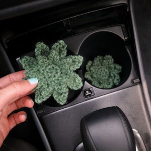 Succulent Car Coaster Set - Plant Lover Gifts, Crochet Cup Holder Inserts