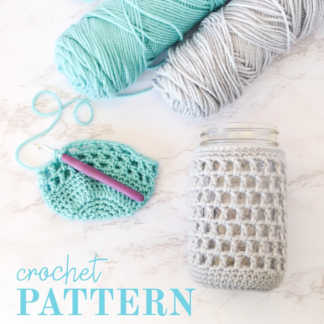 Modern Crochet Pattern Coffee Table Decor Mason Jar Cover Etsy