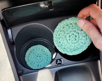 Crochet Car Coaster Set - Interior Car Accessories, Washable Coasters Boho Car Decor