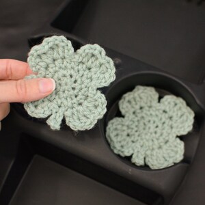 Clover Car Coasters, Handmade Green Decor, Lucky Spring Gift