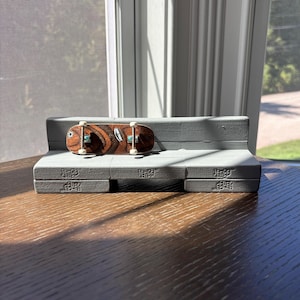 Handmade Wooden Fingerboard Bench Ledge | Realistic Miniature Skateboard Obstacle (Gray)