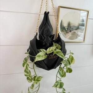 Hanging Bat Planter with Custom Chain, Drainage Holes – Black, Gold, Silver, Pearl Options