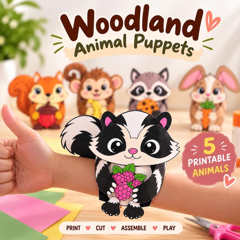 Reaccon Puppet Activité manuelle d'animaux pour enfants : marionnettes à poignet d ...