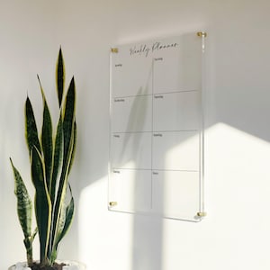 Custom Acrylic Wall Calendar, Vertical Weekly Planner with Notes Section, Clear Dry Erase Schedule Board, Office Command Center Board
