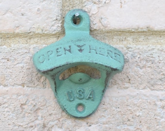 Jadeite Bottle Opener, Retro Style Vintage Jade Wall Mount Cast Iron Beer Cap Remover, Mid Century Green Kitchen Decor, Jade Dishware Match