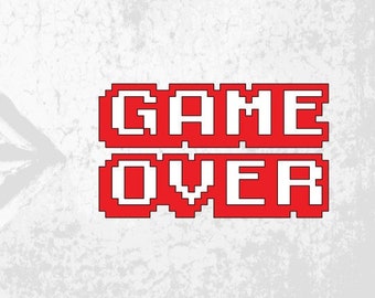 GAME OVER Funny Car Window Decal for Gamers, Gift for Video Game Lovers, 8 Bit Graphic Sticker, Console Laptop Controller Tumbler Decal