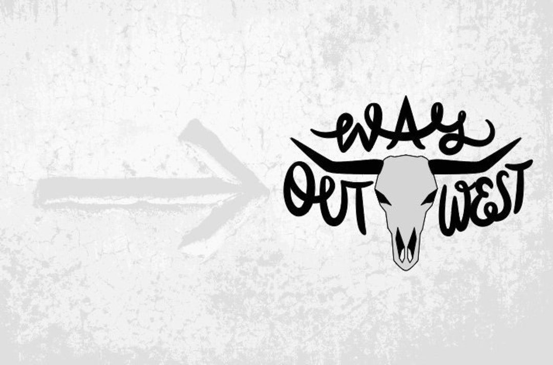 Way Out West Car Window Decal, Desert Skull Laptop Sticker, Wild West