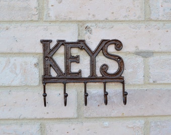 Espresso Dark Brown Key Hooks | Entryway Hooks Doorway Hooks | Key Organizer | Leash Holder | Back Door Hooks | Kona Brown Rusty Aged