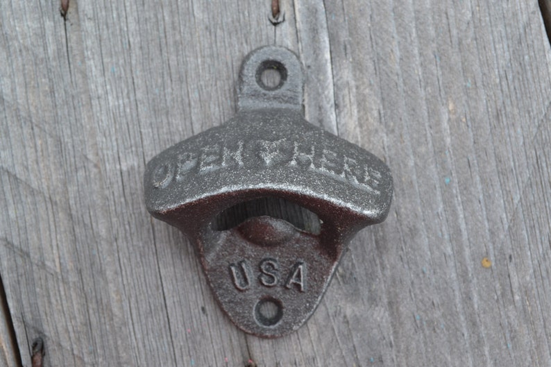 Made in USA Traditional Cast Iron Wall Mount Bottle Opener Etsy