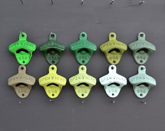 Choose Your Color Green Cap Popper, Custom Green Bottle Opener, Wall Mounted Cast Iron Beer Top Remover, Made in Colorado