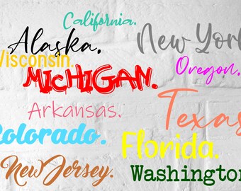 Custom State Name Vinyl Decal Sticker for Cars, Tumbler Label, Cooler Travel Sticker, Personalized State Word Sticker