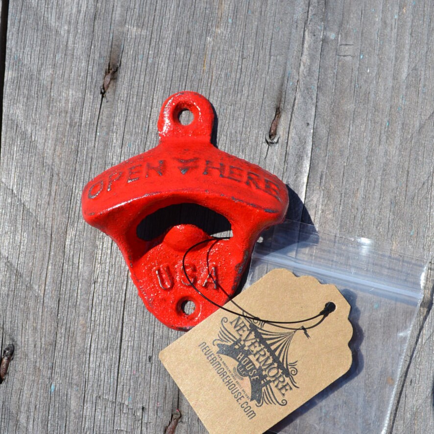 Cast Iron Wall Mount Bottle Opener Made in USA Painted Bottle Etsy