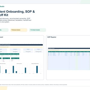 Virtual Assistant Client Onboarding System, SOP Template, Access Handoff and Offboarding Tracker