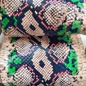 Genuine Snake Leather Hide Exotic leather for Craft Projects Multicoloured Snakeskin