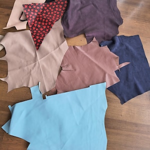 Goatskin Leather Remnants, Multicolour leather scraps