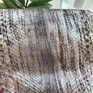 Genuine Silver Brown Snake Leather Hide for Craft Projects, Exotic Skin for DIY Accessories