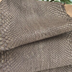 Genuine Brown Snake Leather Hide for Craft Projects, Exotic Scale Pattern