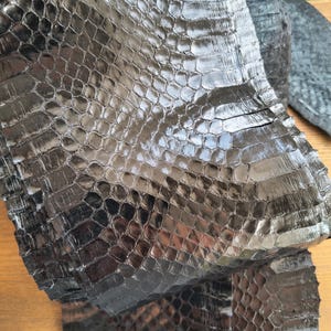 Genuine Snake Leather Hide Exotic leather for Craft Projects Black Snakeskin