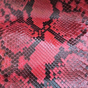 Red Snake Leather Hide Exotic leather for Craft Projects