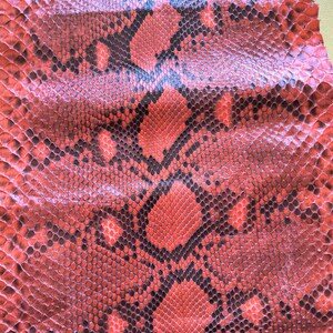 Orange Snake Leather Hide Exotic leather for Craft Projects
