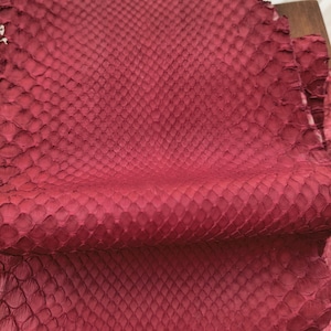 Red Snake Leather Hide Exotic leather for Craft Projects