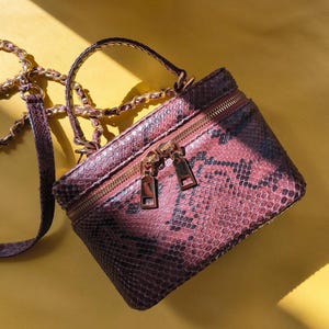 Genuine Snakeskin Bag, Burgundy Snake Leather Crossbody Purse, Exotic leather handbag
