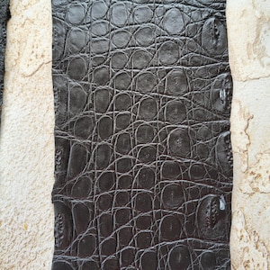 Black Exotic Leather Strips, Reptile Skin for Leathercraft, Lizard leather