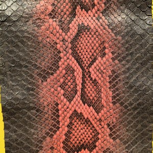 Black &Red Snake Leather Hide for Craft Projects, Exotic skin for DIY Snakeskin