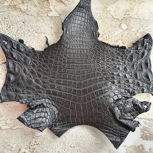 Schwarzes exotisches Leder, Reptilienleder für Lederarbeiten, Eidechsenleder