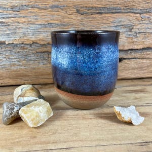 Ceramic Cup / Handmade Pottery Tumbler  / Cosmic Blue Pottery Tumbler / Blue Glazed Stoneware / Handleless Matcha Cup