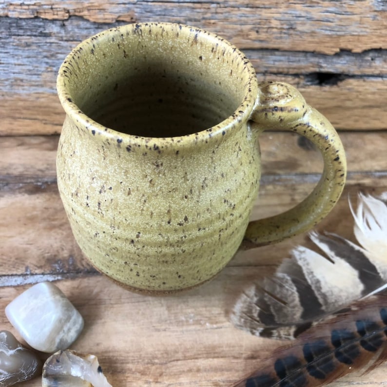 Handmade Pottery Coffee Mug Matte Maude Yellow Glazed Stoneware Gold Mug Woods Stoneware Tea Mug Unique Mug Natural Organic