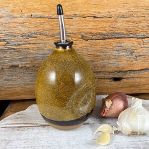 Handgemachte Keramik Flasche Essig Flasche / Öl Flasche / Handgefertigte Essig Flasche / Ahorn Sirup Flasche / Temaku Gold / Herbst Dekor