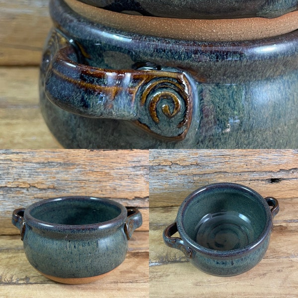 Ceramic Crock: French Onion Soup / Handmade Pottery Apple Dumpling Dish / Pot Pie Dish / Stormcloud Glazed Stoneware Bowl /Cauldron