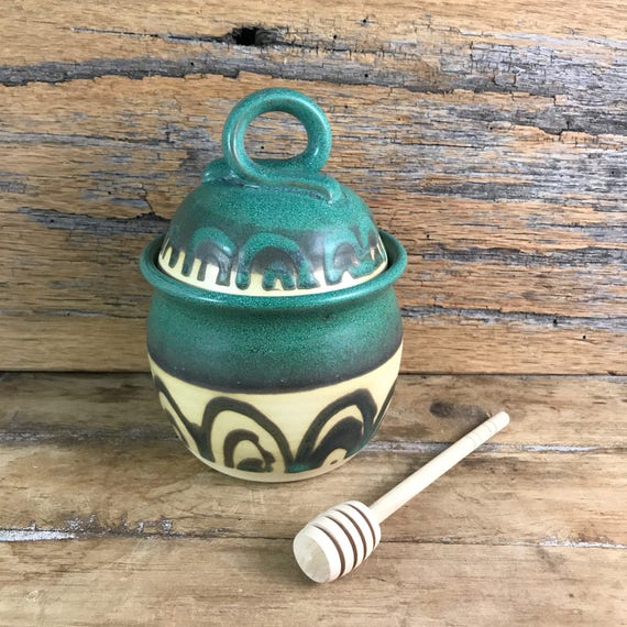 Ceramic Honey Pot / Handmade Pottery Honey Keeper with Dipper Etsy