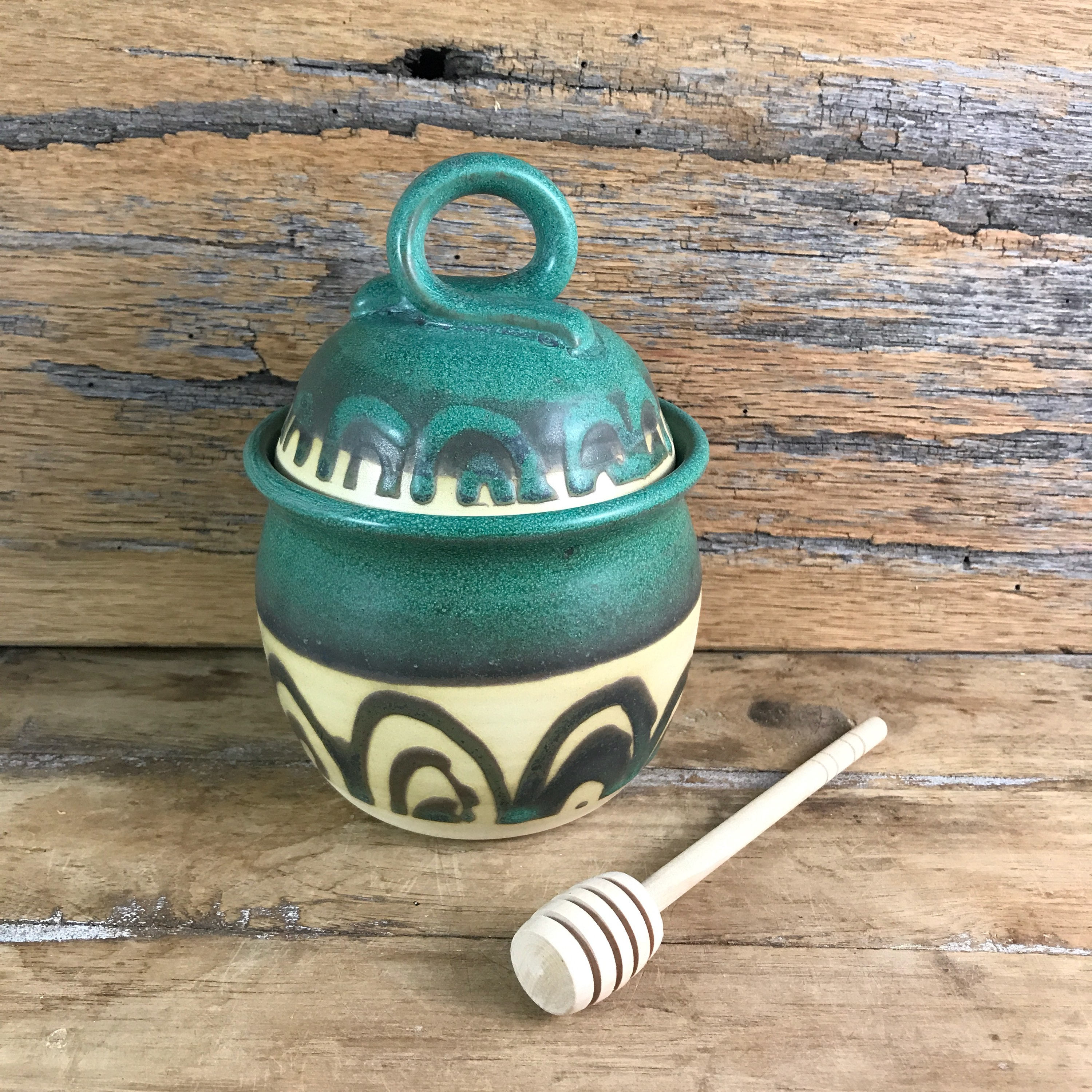 Ceramic Honey Pot / Handmade Pottery Honey Keeper with Dipper Etsy