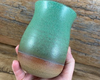 Ceramic Wine Cup / Handmade Pottery Tumbler  / Glazed Stoneware / Handleless Grip Mug / 16oz
