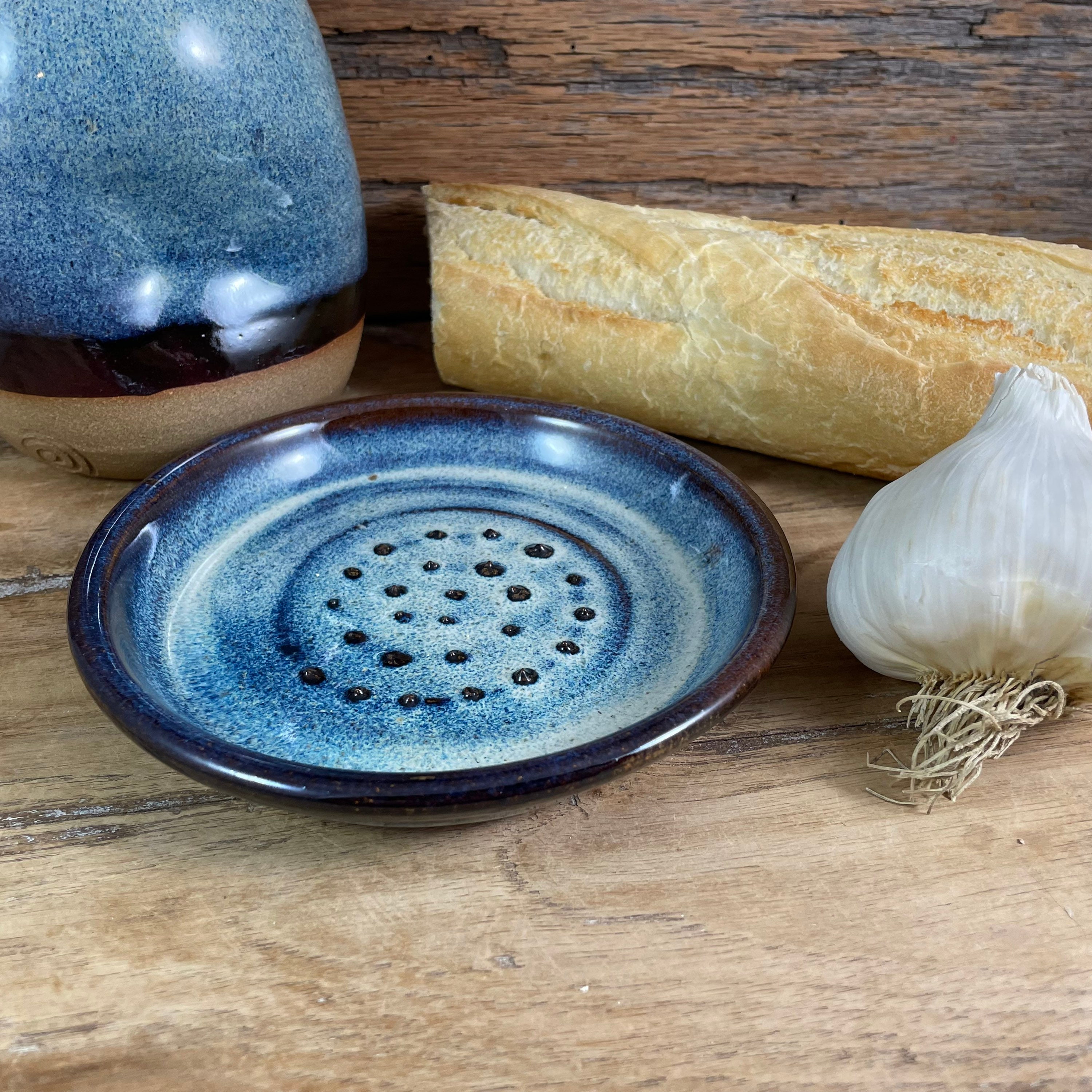 Garlic Grater Dish Garlic and Oil Dipping Bowl Blue and -  Israel