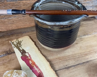 Ceramic Watercolor Brush Cleaning Cup / Handmade Pottery Brush Wash Bowl / Artist Gift