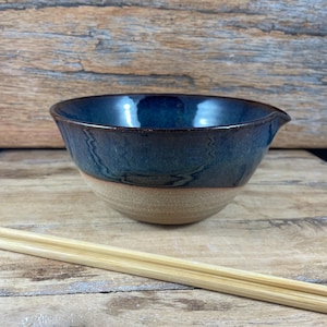 Handgjord Keramik Ramen Skål, Keramik Pho Skål, Stormcloud Blå Glaserad Spishäll