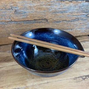 Ceramic Rice Chopsick Bowl / Handmade Pottery Pho bowl / Noodle Bowl / Ramen Bowl / Rice Bowl / Kitchen / Cosmic Blue